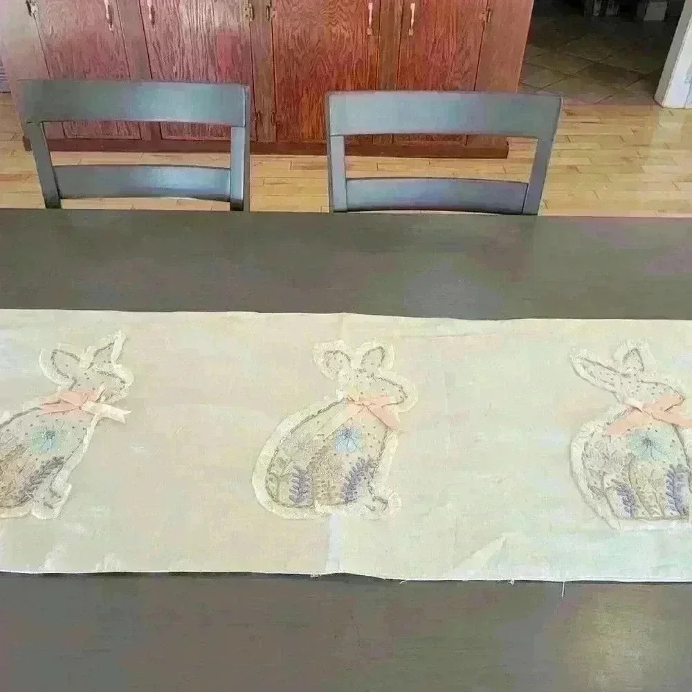 Embroidered Bunny Table Runner
